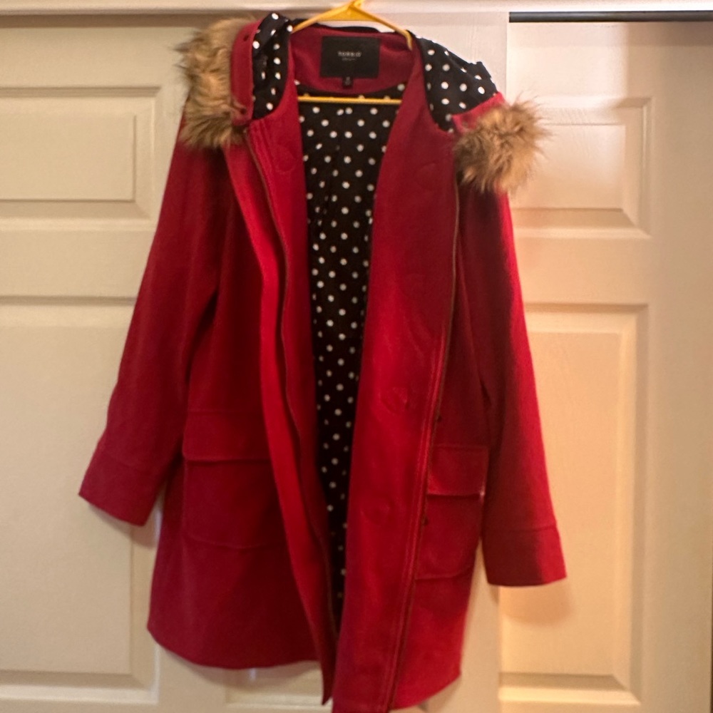 Torrid Red hooded toggle coat